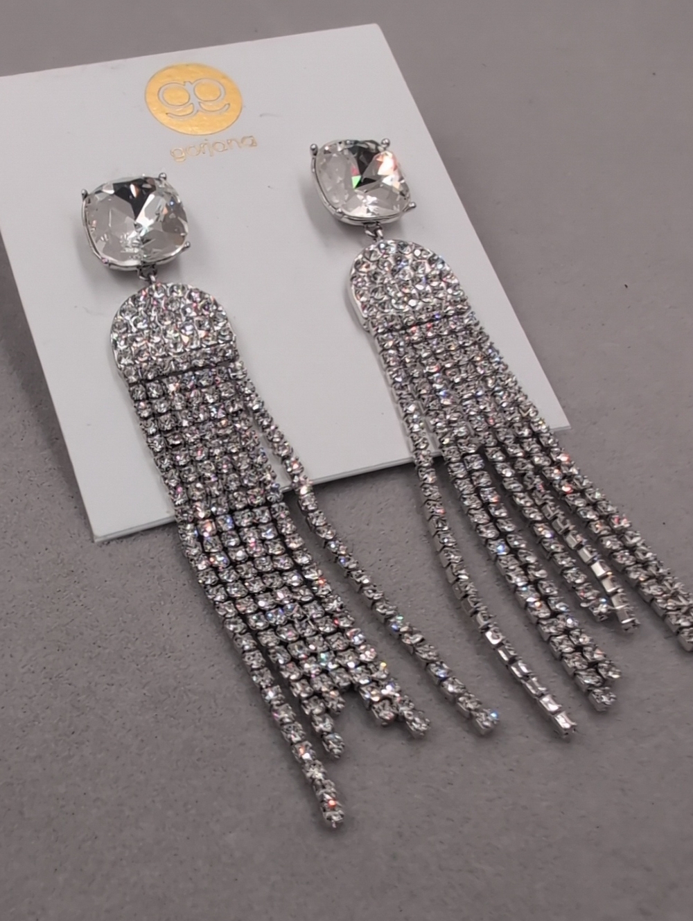 Gorjana Silver Crystal Tassel Drop Earrings